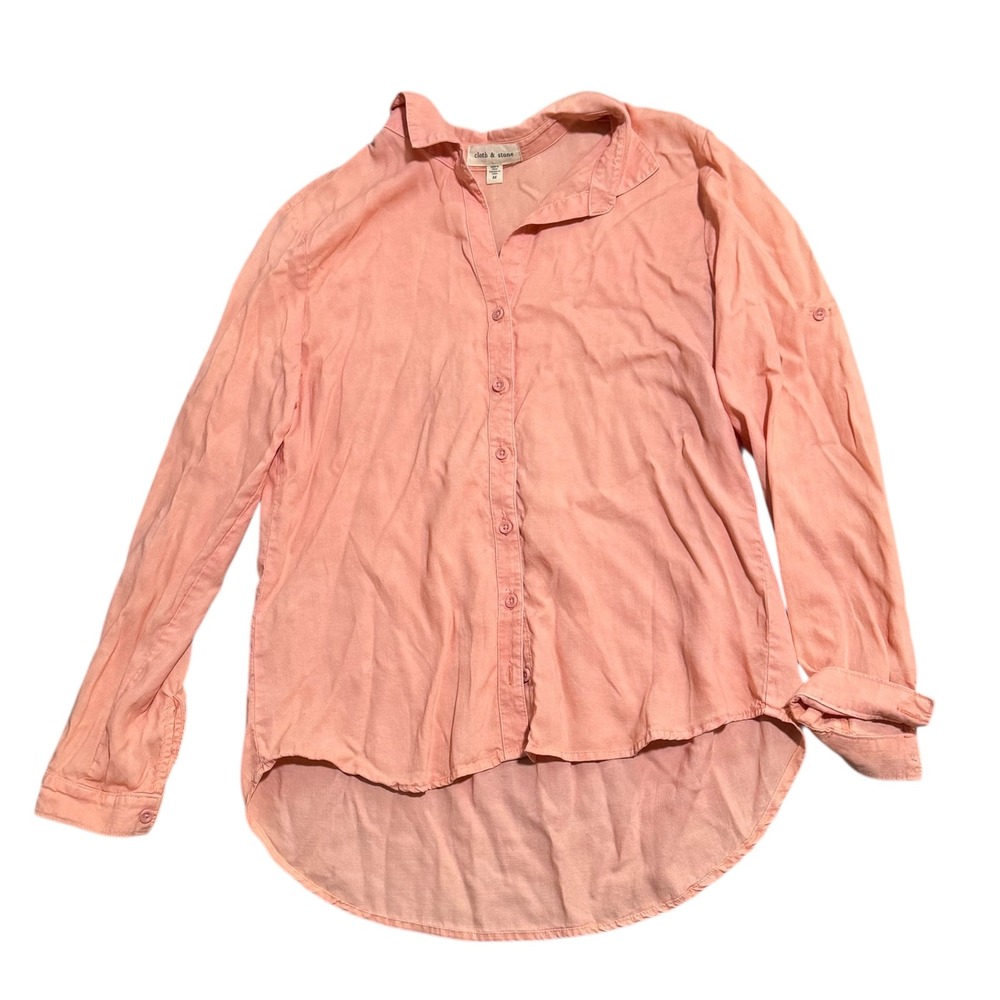 Cloth & Stone Coral Pink Tencel Lyocell Roll Tab Button Down Shirt Anthropologie